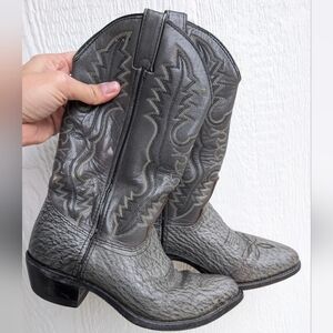 Vintage Heritage Exotic Gray Genuine Shark Leather Cowboy Western Boots Size 8